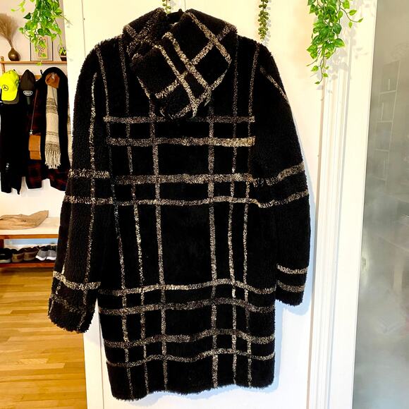 Sprung Freres Reversible Lamb Leather Fur Hooded Coat Sherpa Hood S MSRP $4500 - Picture 15 of 16